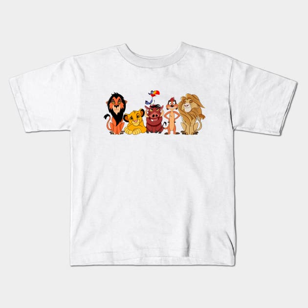 Cute set The Lion King character, Timone and Pumba, Simba, Mofasa Kids T-Shirt by PrimeStore